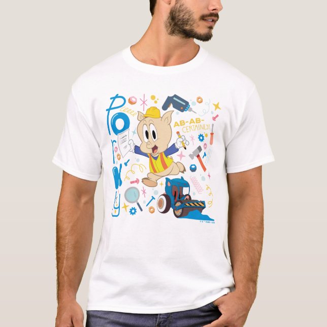 KRYP BUNNY BUILDERS™| Porky Gris Work Verktyg T Shirt (Framsida)