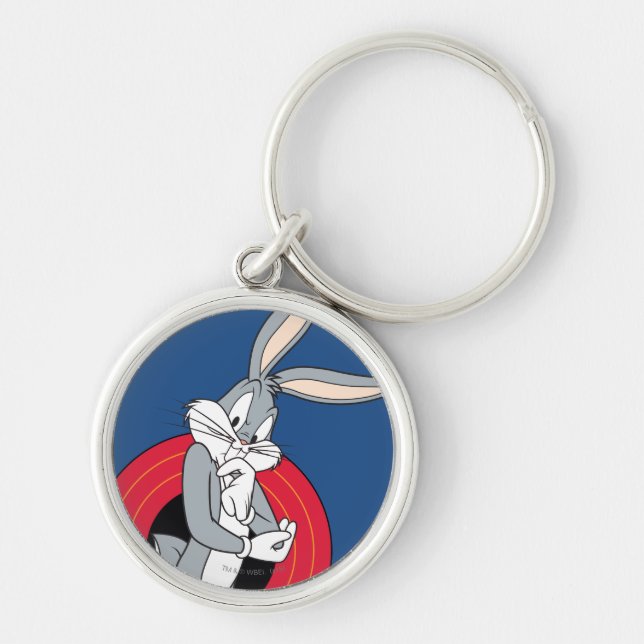 KRYP BUNNY™ genom LOONEY TUNES™ Ringar Rund Silverfärgad Nyckelring (Framsidan)