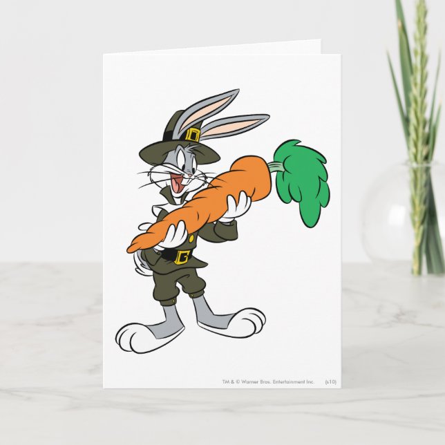 KRYP BUNNY™ Pilgrim Thanksgiving Carrot Helgkort (Framsida)