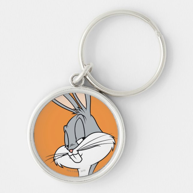 KRYP BUNNY™ Sideways Glance Rund Silverfärgad Nyckelring (Framsidan)