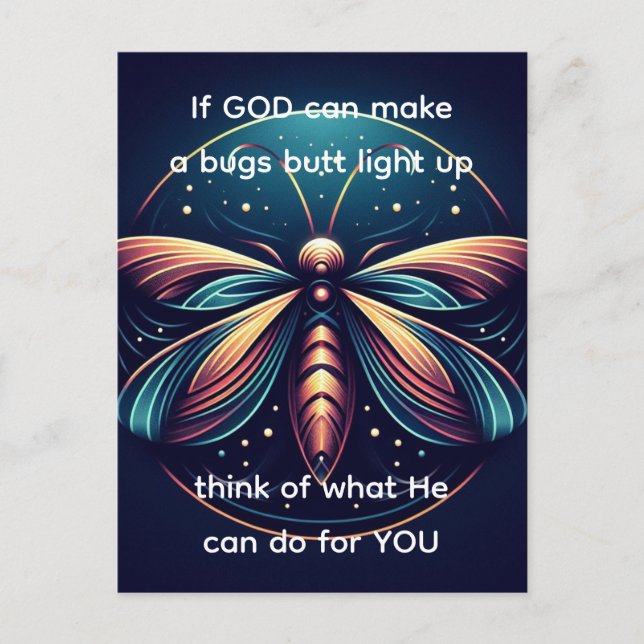 Kryp Butlight Up Firefly Lightning kryp Funny Vykort (Framsida)