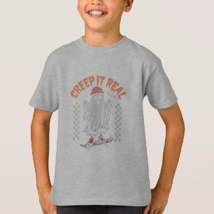 Kryp Det Verkliga Retro Halloween Skate Spöke T Shirt