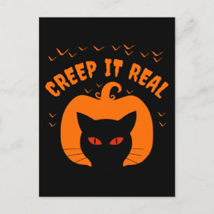 KRYP DET VERKLIGEN ROLIGT KATT-HALLOWEEN VYKORT