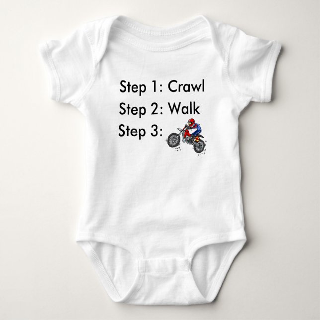 Kryp Gå Dirt Bike Motocross Baby Body T Shirt (Framsida)