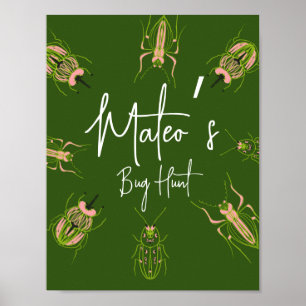 Kryp Hunt Insekt Birthday Hand plockade Party Poster