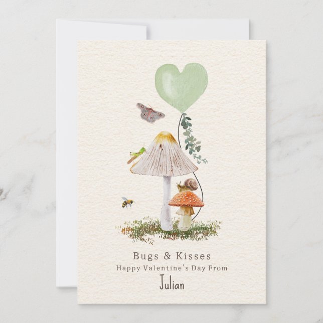 Kryp & Kisses Mushroom Classroom Valentine Kort (Framsida)