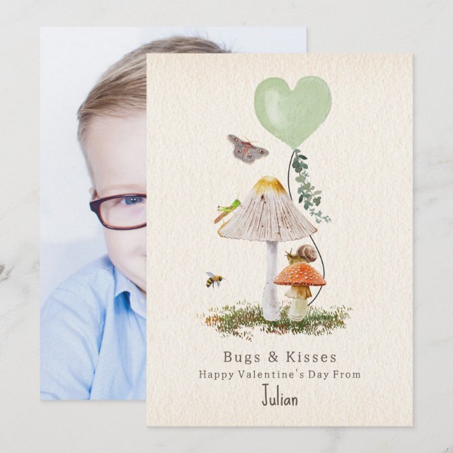 Kryp & Kisses Snigel Mushroom Valentine Photo (Fram/baksida)