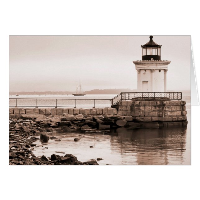 Kryp Light, Portland Breakwater Light Card Hälsningskort (Framsidan Horizontal)