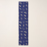 kryp mönster på mörk blått sjal<br><div class="desc">kryp mönster scarf</div>