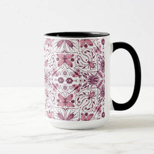 Kryp, mörkens magenta och rosa på vitt mugg