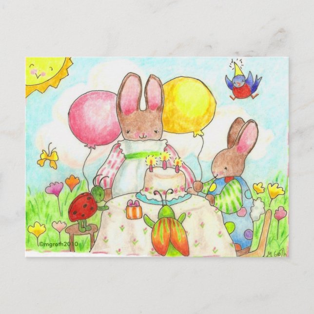 kryp och bunny födelsedagsfest inbjudan vykort (Framsida)