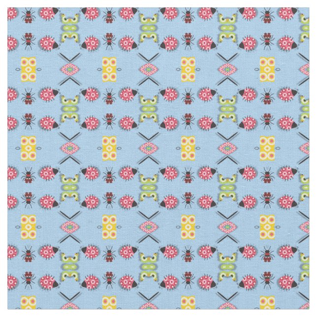 Kryp och Butterflies Fabric Tyg (Närbild)