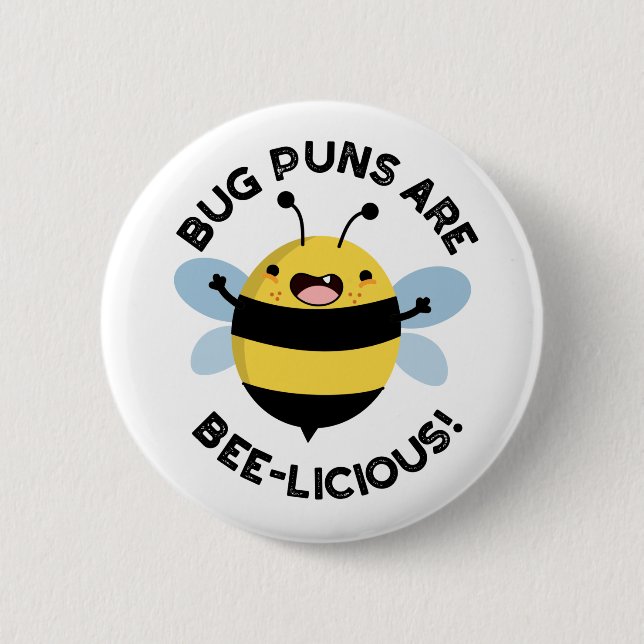 Kryp Puns är Bee-licious Bee Pun Knapp (Framsida)