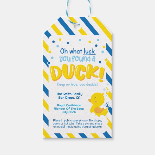 Krypa Anka Märkre - du hittade Anka! Presentetikett (Framsidan)