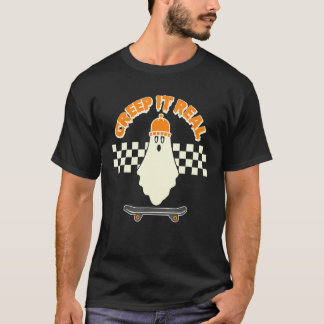 Krypa den riktiga Ghost Skater Boy Skateboard Bean T Shirt