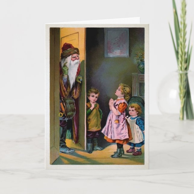 Krypande tomten med Helgdag Children Card Helgkort (Framsida)
