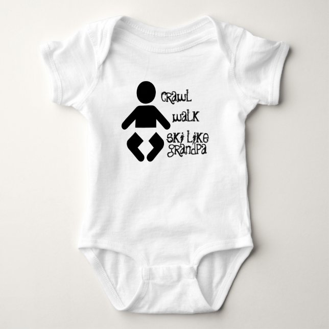 Krypandet går skidar den lika morfarbabySnapsuit T Shirt (Framsida)