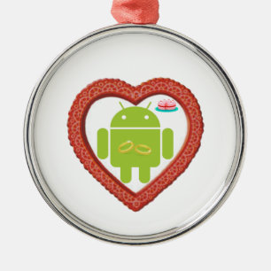 KrypDroid hjärta (kärlek) tårta för två guld- Julgransprydnad Metall