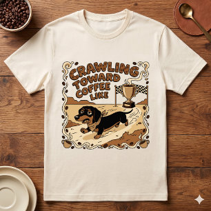 Kryper mot kaffe som rolig dachshund hund t shirt