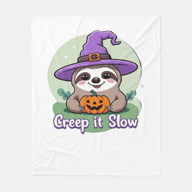 Krypna långsamt - Cute Halloween Sloth Shirt med P Fleecefilt (Framsidan)