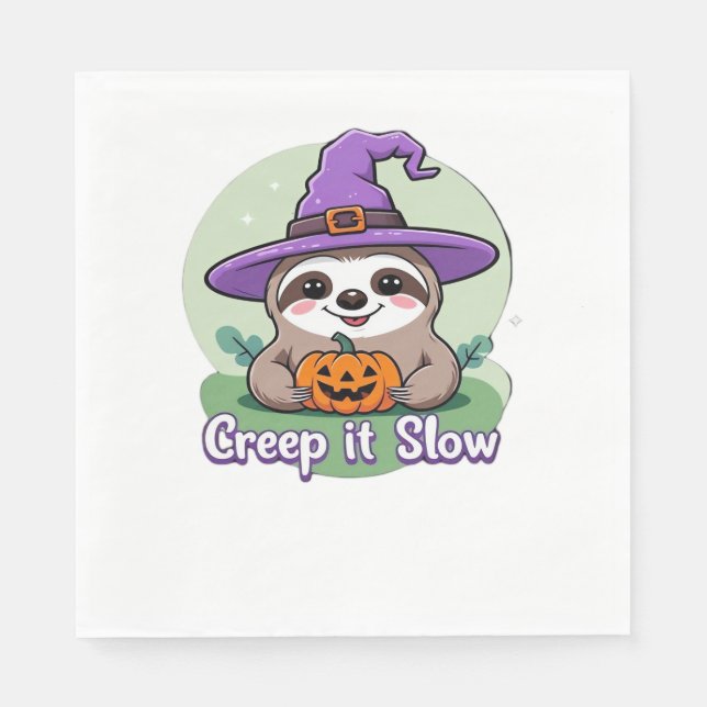 Krypna långsamt - Cute Halloween Sloth Shirt med P Pappersservett (Framsidan)