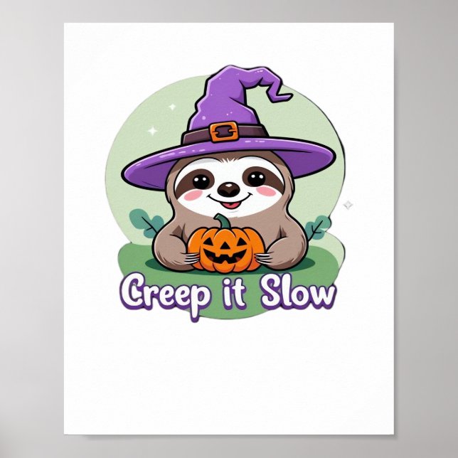 Krypna långsamt - Cute Halloween Sloth Shirt med P Poster (Framsidan)