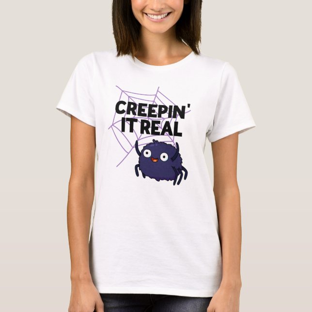 Kryptera den riktiga Cute Halloween Spider Pun T Shirt (Framsida)