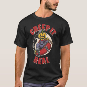 Kryptera den Riktiga Fågelskrämman Riding på Skate T Shirt