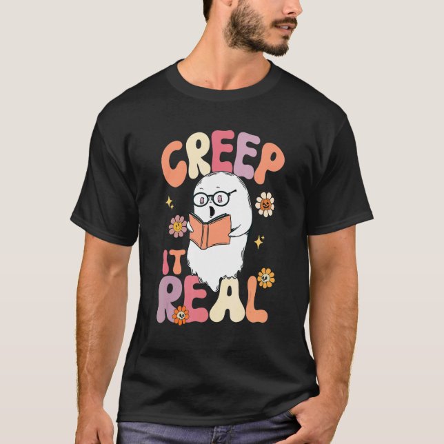 Kryptera den riktiga Ghost Bok Halloween-svettning T Shirt (Framsida)