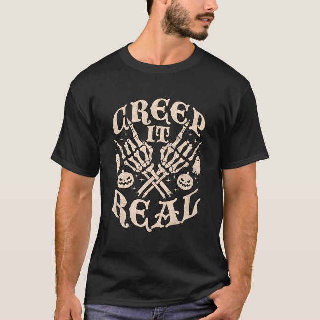 Kryptera den riktiga Halloween Rocker T Shirt (Framsida)