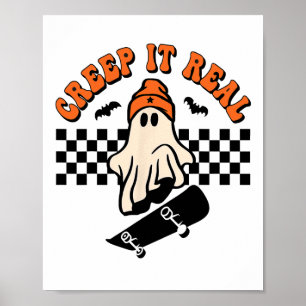 Kryptera den riktiga skateboarding Retro Halloween Poster