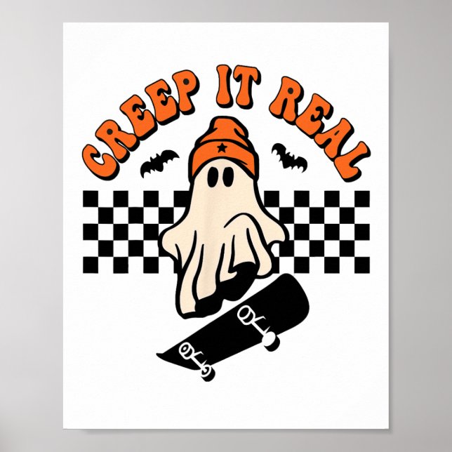 Kryptera den riktiga skateboarding Retro Halloween Poster (Framsidan)