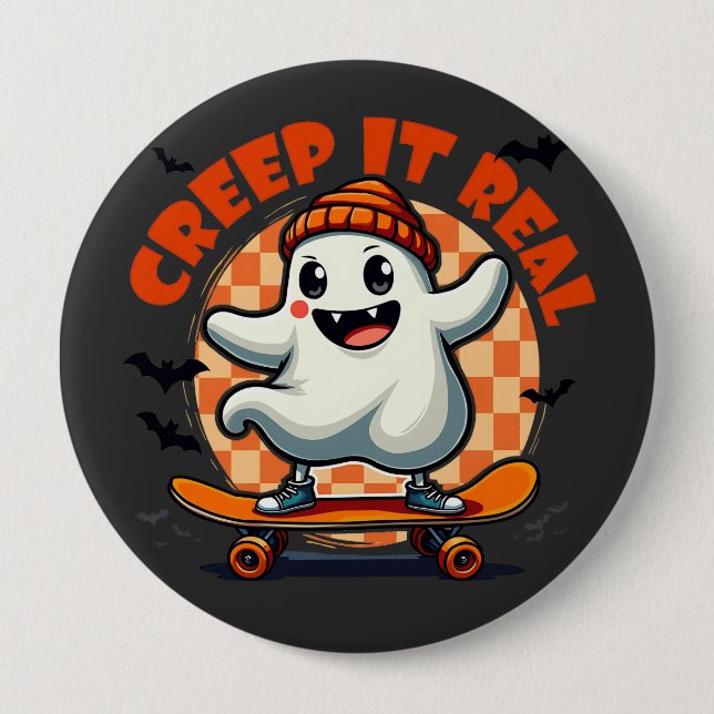 Kryptera den riktiga Spooky Halloween Ghost Skatta Knapp (Framsida)