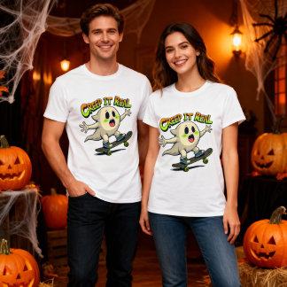 Kryptera den riktigt funny Halloween Ghost Skatebo T Shirt