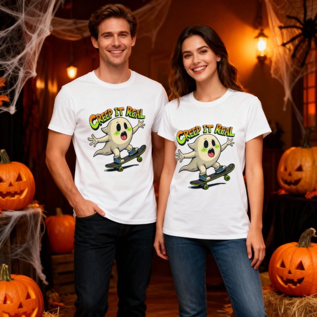Kryptera den riktigt funny Halloween Ghost Skatebo T Shirt (Skapare uppladdad)