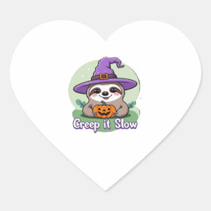 Kryptera det långsamt � Cute Halloween Sloth Shirt Hjärtformat Klistermärke