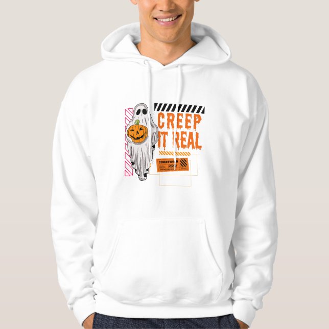 Kryptera det reella: Svart och Orange-taloky Hallo Hoodie (Framsida)