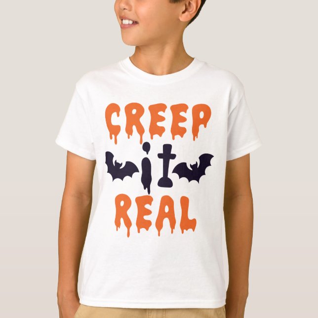 "Kryptera det reellt" Satt med Fladdermöss Hallowe T Shirt (Framsida)