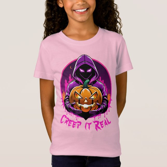 Kryptera det reellt, skräckillustration Halloween T Shirt (Framsida)