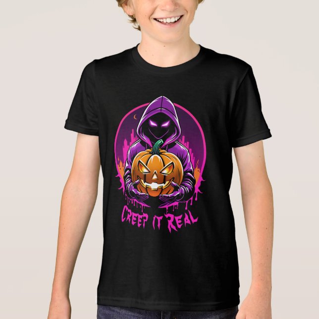 Kryptera det reellt, skräckillustration Halloween T Shirt (Framsida)