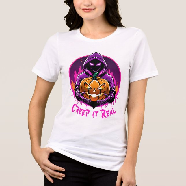 Kryptera det reellt, skräckillustration Halloween T Shirt (Framsida)