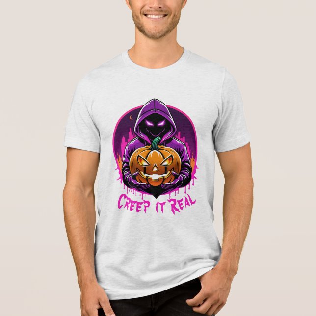 Kryptera det reellt, skräckillustration Halloween T Shirt (Framsida)