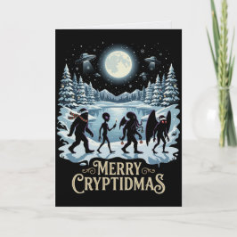 Kryptid Jul Bigfoot Alien Mothman Kort