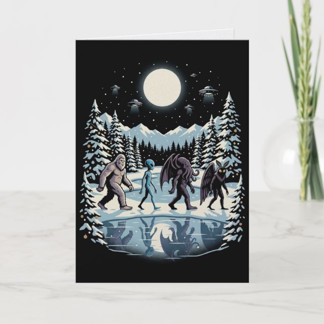 Kryptid julkort Bigfoot Cthulhu Kort (Framsida)