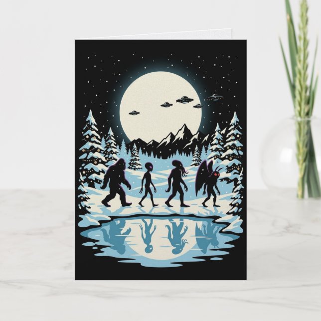 Kryptid julkort Bigfoot Cthulhu Mothman Kort (Framsida)