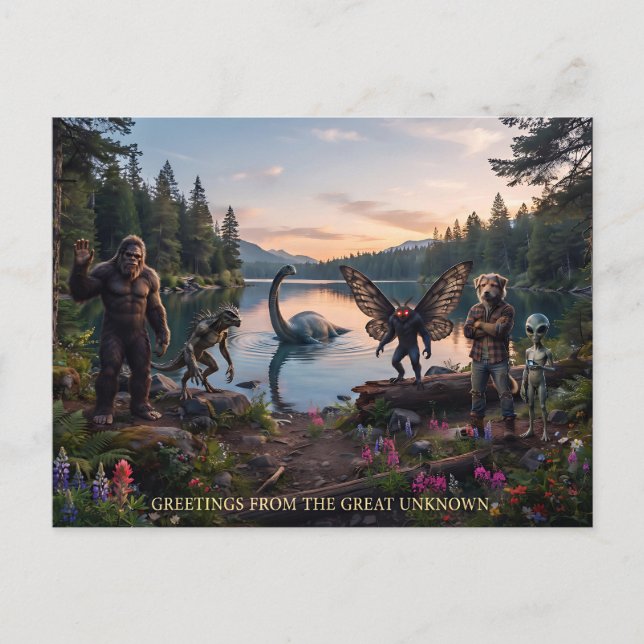 Kryptider | Bigfoot, Chupa, Mothman, Dogman Loch Vykort (Framsida)
