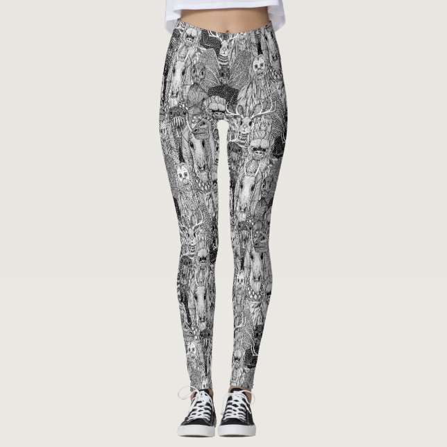 kryptidpublik svarta vita leggings (Framsida)