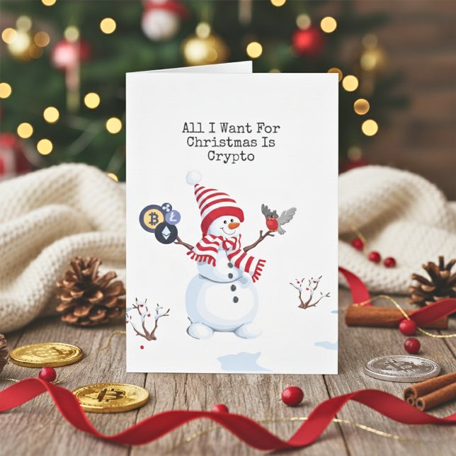 Krypto-julkort Snögubbe Hälsningskort (Holiday Blockchain Greeting Cards)
