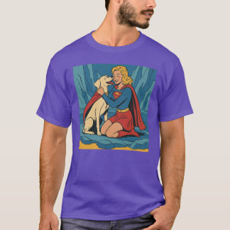 Krypto Meets Supergirl Enthusiastic Hug gift retro T Shirt