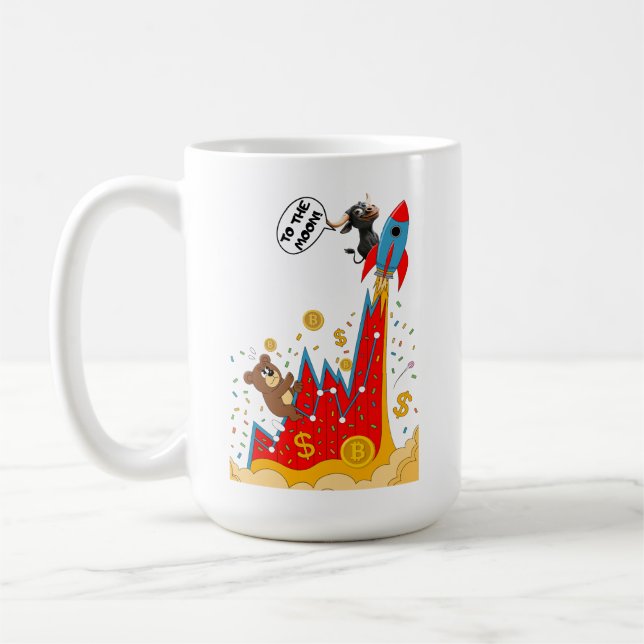Krypto- och aktiemarknadshumor kaffemugg (Vänster)